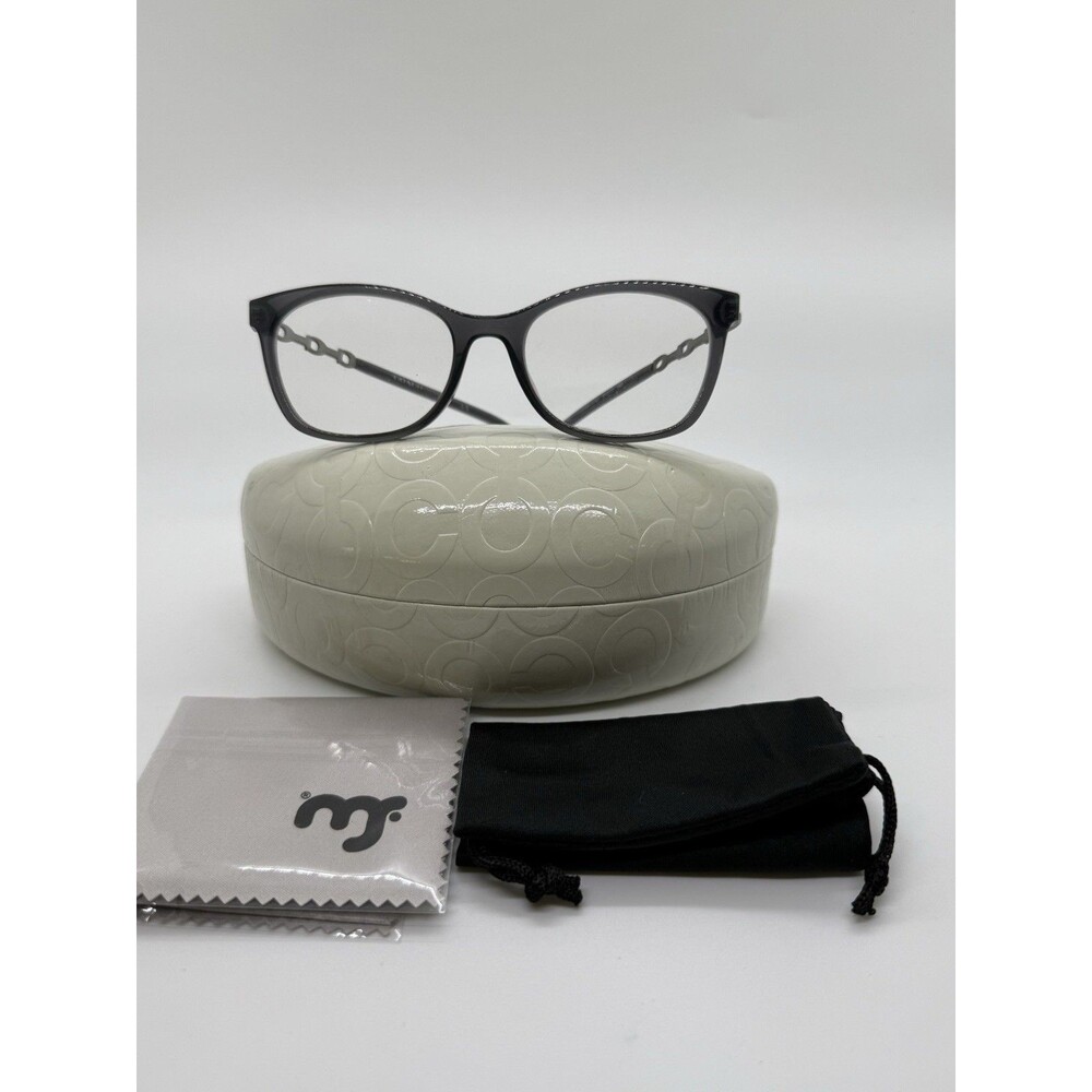 COACH HC 5537 Transparent Gray EYEGLASSES 53-17-140, HARD SHELL CASE, CLOTH